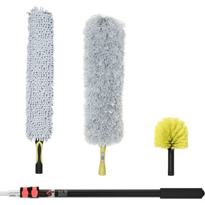 Homcom Kit per Pulizia della Casa con Asta, Spolverino per Ragnatele, Spolverino in Microfibra e Spolverino per Ventilatore Aosom Homcom Kit per Pulizia della Casa con Asta, Spolverino per Ragnatele, Spolverino in Microfibra e Spolverino per Ventilatore Aosom