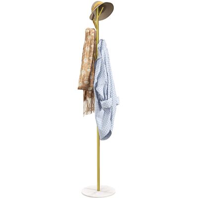 Homcom Appendiabiti da Terra Autoportante con 8 Ganci, Base in Marmo e Acciaio, Ø32x164cm, Oro Homcom Appendiabiti da Terra Autoportante con 8 Ganci, Base in Marmo e Acciaio, Ø32x164cm, Oro