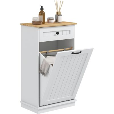 Mobile bagno Homcom bianco con cesta e cassetto Mobile bagno Homcom bianco con cesta e cassetto