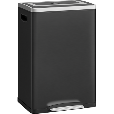 Homcom Bidone Immondizia a 2 Sezioni da 20L con Coperchio Silenzioso, in Acciaio Inox e PP, 40x34.8x59 cm, Nero Aosom Italy Homcom Bidone Immondizia a 2 Sezioni da 20L con Coperchio Silenzioso, in Acciaio Inox e PP, 40x34.8x59 cm, Nero Aosom Italy