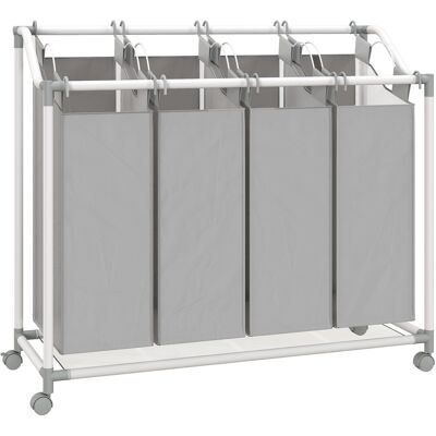Homcom Cestino carrello per biancheria, contenitore su ruote con 4 sacchi removibili, 97x38x81 cm, grigio Aosom Italy Homcom Cestino carrello per biancheria, contenitore su ruote con 4 sacchi removibili, 97x38x81 cm, grigio Aosom Italy