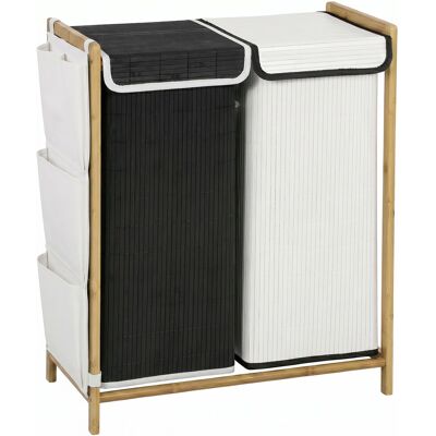 Homcom Cesto Portabiancheria 2 Scomparti 120L con Coperchi, Tasche Laterali e Sacchi Estraibili, per Camera da Letto Aosom Italy Homcom Cesto Portabiancheria 2 Scomparti 120L con Coperchi, Tasche Laterali e Sacchi Estraibili, per Camera da Letto Aosom Italy