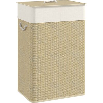 Homcom Cesto portabiancheria in bambù con coperchio e sacco estraibile, 72 L, legno Aosom Italy Homcom Cesto portabiancheria in bambù con coperchio e sacco estraibile, 72 L, legno Aosom Italy