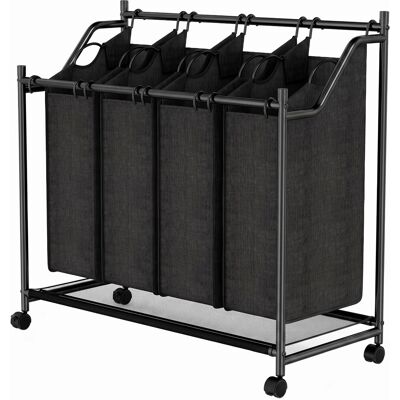 Homcom Cesto Portabiancheria in Acciaio 108L con Ruote e 4 Sacchi in Poliestere, Capacità 20 kg, Nero Aosom Italy Homcom Cesto Portabiancheria in Acciaio 108L con Ruote e 4 Sacchi in Poliestere, Capacità 20 kg, Nero Aosom Italy