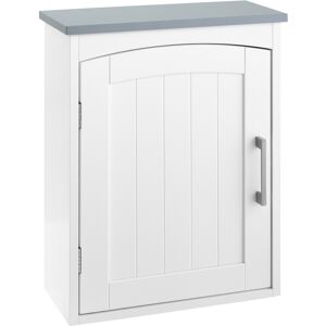 Kleankin Mobile Bagno a Parete con Mensola Regolabile, Pensile Bagno a un'Anta, 41x18.5x52cm, Bianco e Grigio