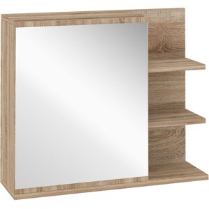 Kleankin Mobile Specchiera Bagno a Parete, Armadietto Pensile con Anta e Ripiani in Legno, 60x18x50cm, Naturale