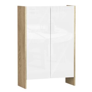 Homcom Armadietto 2 ante moderno, 2 parti di spazio interno, in legno, bianco color rovere, 60 x 25 x 90cm