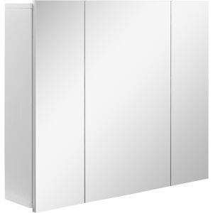 Kleankin Armadietto Bagno con 3 Ante Specchiate, Mobiletto Pensile Bagno in Legno Bianco, Ripiani Interni Regolabili, 70x15x60cm