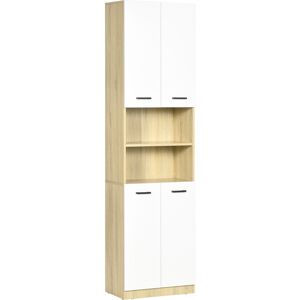 Kleankin Mobile Bagno in Truciolato Bianco con 2 Armadietti con Ante e 2 Ripiani Aperti, 53x33.5x195.7 cm