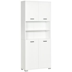 Kleankin Mobile Bagno in Truciolato Bianco con 2 Armadietti con Ante e 2 Ripiani Aperti, 80x33.5x190 cm