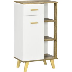 Kleankin Mobile Bagno Moderno con Armadietto, Cassetto e Ripiani in Legno, 50x30x89cm, Bianco