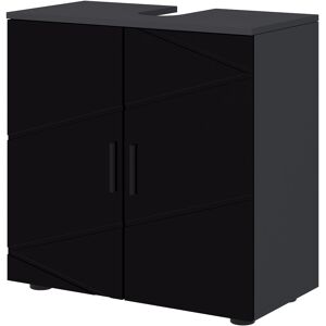 Kleankin Mobile Sottolavabo Bagno in Legno con Armadietto 2 Ante, 60x30x60cm, Nero