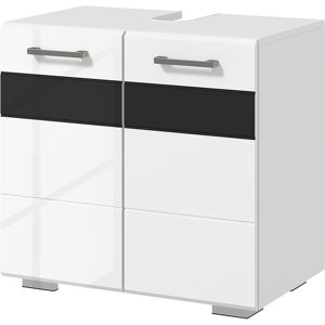 Kleankin Mobile Sottolavabo in MDF con Armadietto a 2 Livelli con Ripiano Regolabile, 60x36.5x56 cm, Bianco