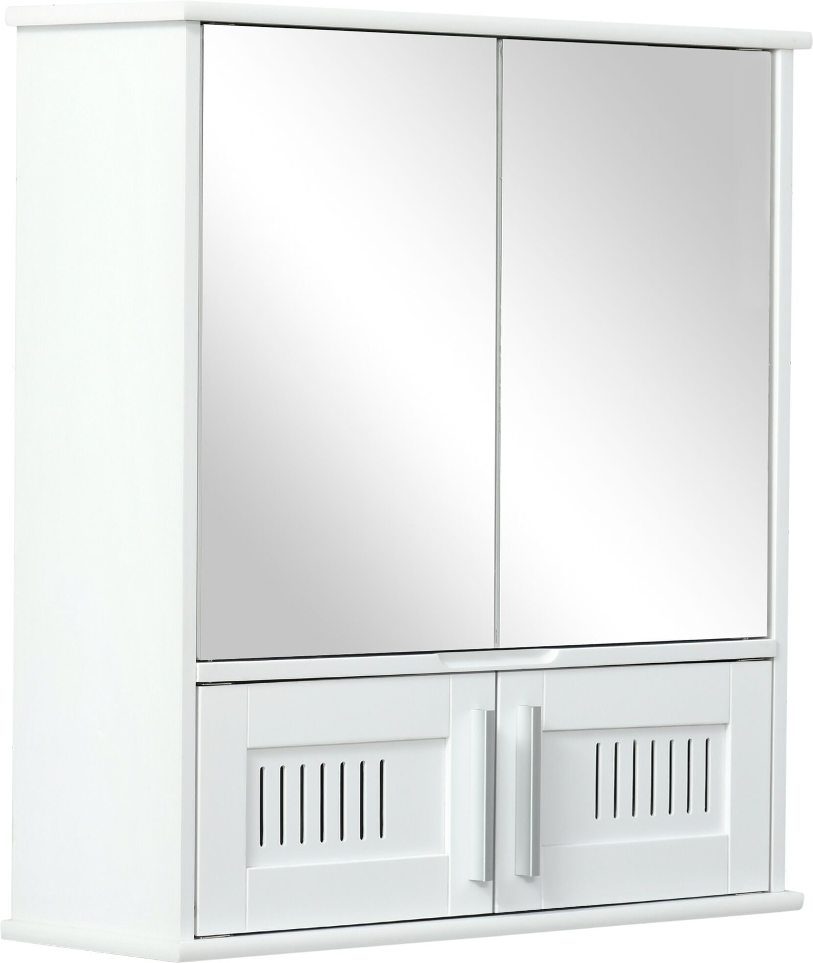 Kleankin Armadietto Pensile con Antine a Specchio, Mobiletto Bagno da Muro in Legno, 55x17.5x60cm, Bianco