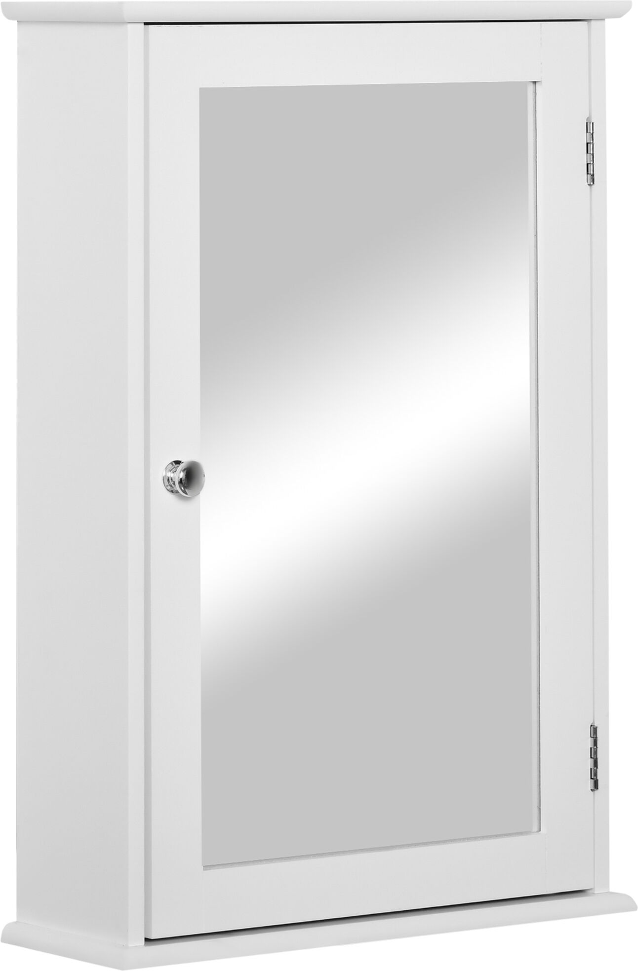 Kleankin Armadietto Specchiera Pensile, Mobiletto Bagno da Parete in Legno con Specchio e Chiusura Magnetica, 41x14x60cm, Bianco