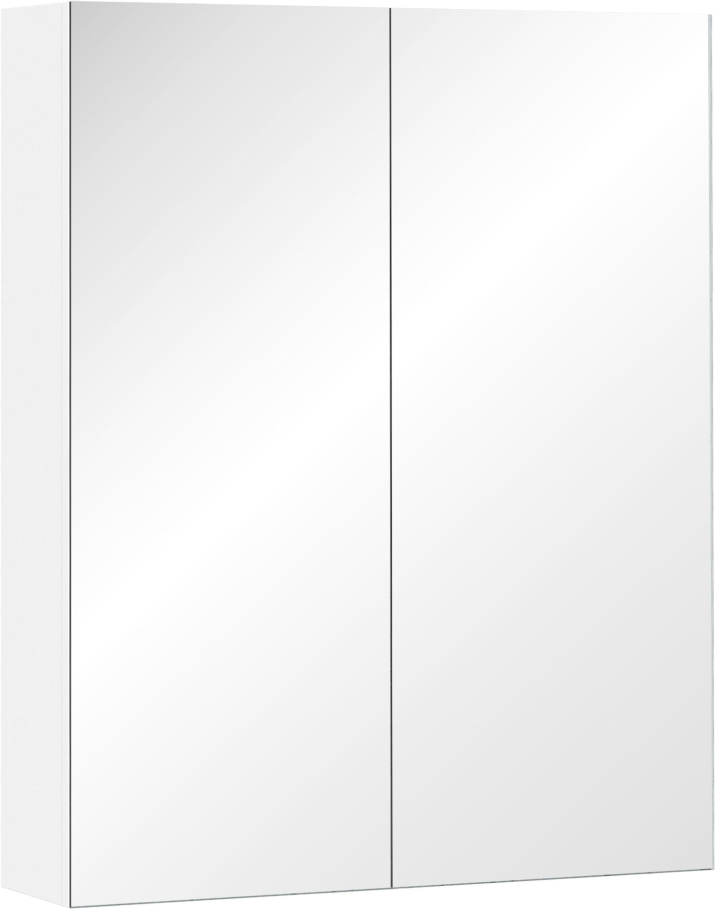 Homcom Armadietto Pensile da Bagno Due Ante Frontali con Specchiera e 2 Ripiani Interni MDF Bianco (60 x 15 x 75 cm)