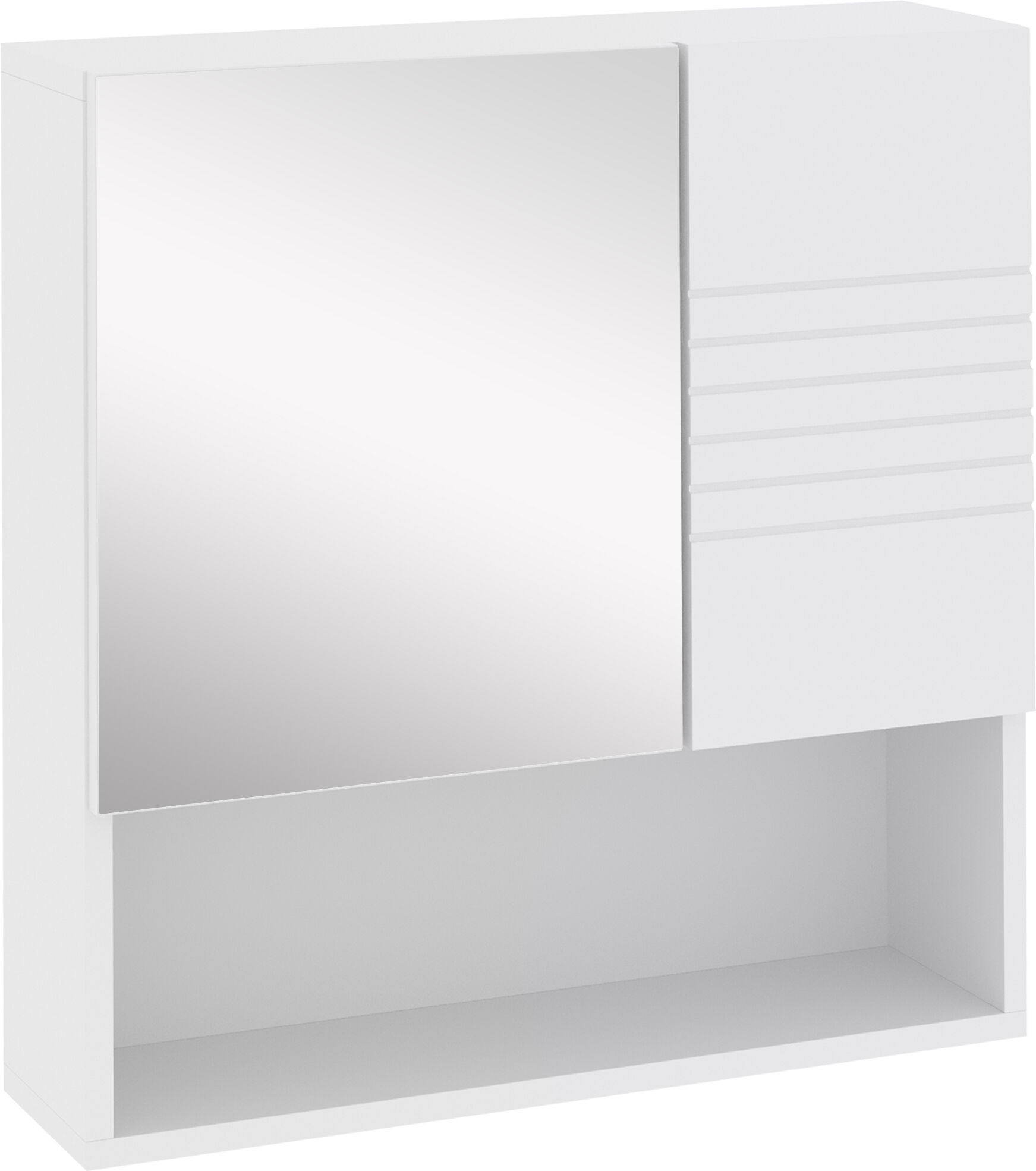 Kleankin Armadietto Specchiera Bagno, Mobiletto Bagno Pensile con Fissaggio a Muro, 54x15x55cm, Bianco