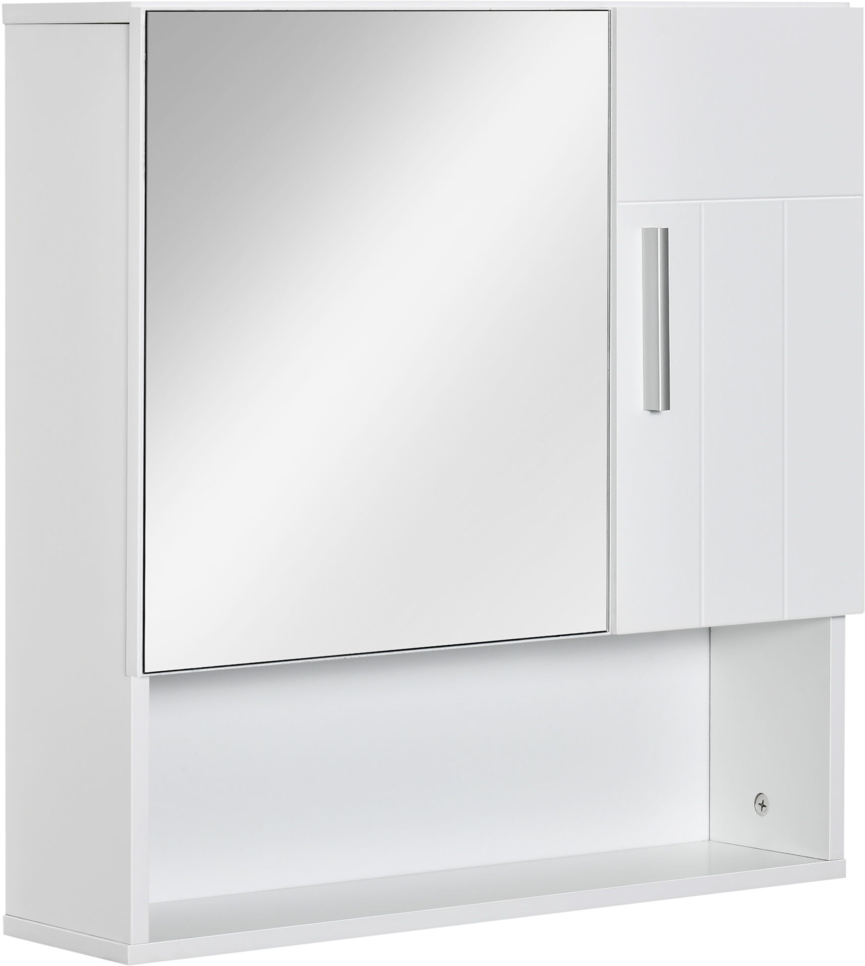 Kleankin Specchiera Bagno in Legno con Mensole Regolabili, Mobile Bagno a 2 Ante e Ripiano Aperto, 54x15.2x55.3cm, Bianco