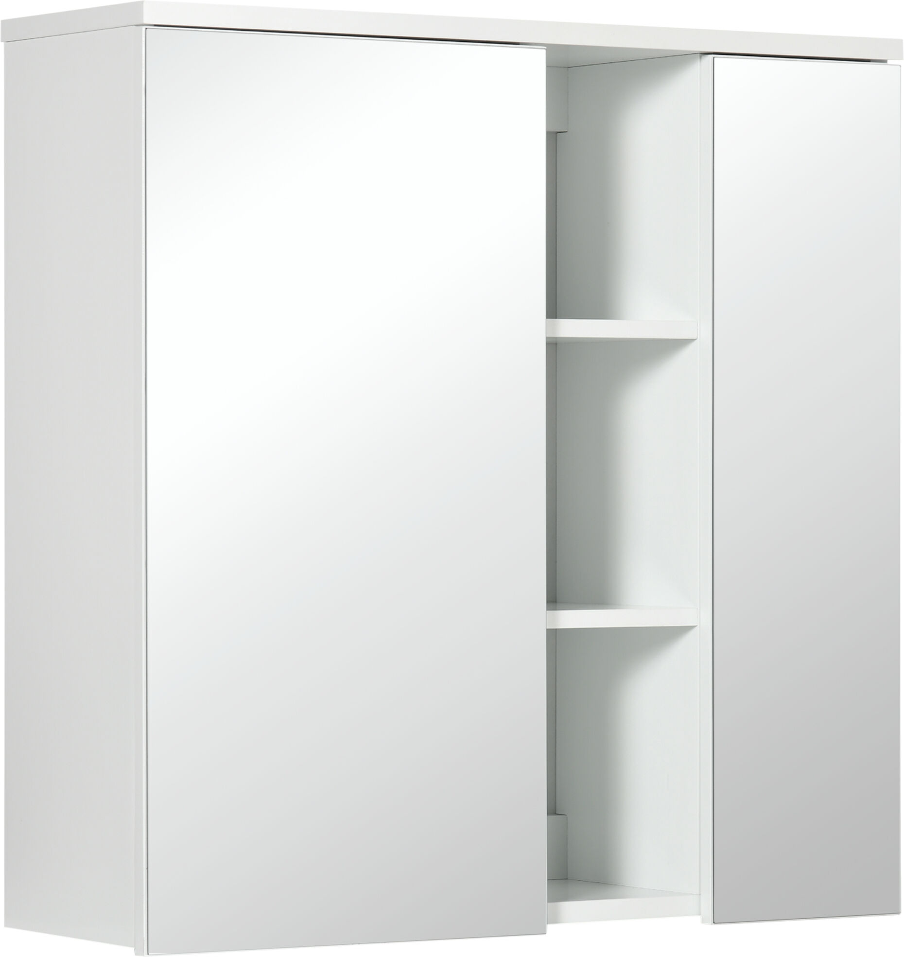 Kleankin Armadietto Specchiera Bagno 2 Ante con Ripiani Aperti e Mensole Regolabili, 60x20x61cm, Bianco