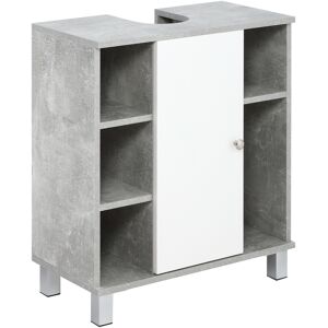 Kleankin Mobiletto Sottolavandino con Intaglio a U, Armadietto Sottolavabo con 6 Ripiani in Legno, 60x30x68cm Bianco, Grigio Aosom Kleankin Mobiletto Sottolavandino con Intaglio a U, Armadietto Sottolavabo con 6 Ripiani in Legno, 60x30x68cm Bianco, Grigio Aosom