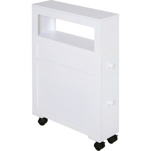 Homcom Mobiletto da Bagno 2 Cassetti Salvaspazio con 4 Ruote, Mobile Bagno Moderno in MDF, 16x52x71.5cm Bianco Aosom Italy Homcom Mobiletto da Bagno 2 Cassetti Salvaspazio con 4 Ruote, Mobile Bagno Moderno in MDF, 16x52x71.5cm Bianco Aosom Italy