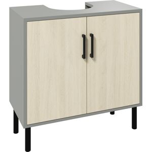 Kleankin Mobile Bagno sottolavabo con Doppia anta e ripiano in Truciolato, 60x30x60cm, Grigio e color Quercia Aosom Kleankin Mobile Bagno sottolavabo con Doppia anta e ripiano in Truciolato, 60x30x60cm, Grigio e color Quercia Aosom