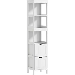 Homcom Mobile Bagno con 3 Ripiani Aperti e 2 Cassetti in Legno, 30x30x141.2 cm, Bianco Homcom Mobile Bagno con 3 Ripiani Aperti e 2 Cassetti in Legno, 30x30x141.2 cm, Bianco