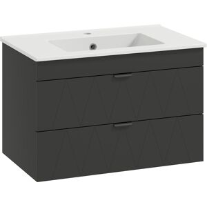 Homcom Mobiletto Sospeso per Lavabo con Lavabo in Ceramica e Cassetti Soft-Close Nero Aosom Italy Homcom Mobiletto Sospeso per Lavabo con Lavabo in Ceramica e Cassetti Soft-Close Nero Aosom Italy