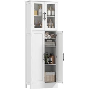 Homcom Mobile Bagno Alto con Ripiani Regolabili, Ante in Vetro e Legno, 60x30x170 cm, Bianco Aosom Italy Homcom Mobile Bagno Alto con Ripiani Regolabili, Ante in Vetro e Legno, 60x30x170 cm, Bianco Aosom Italy
