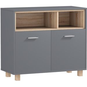 Homcom Mobiletto Bagno Moderno con Vani Aperti e Armadietto a 2 Ante, 80x35x70 cm, Grigio Homcom Mobiletto Bagno Moderno con Vani Aperti e Armadietto a 2 Ante, 80x35x70 cm, Grigio