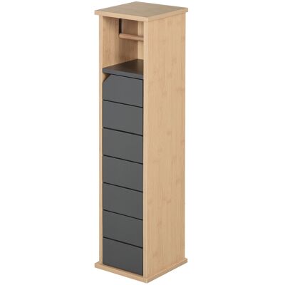 Homcom Armadio da bagno per carta igienica organizzatore ripiano regolabile color bambù grigio 18 x 18 x 75cm Aosom Homcom Armadio da bagno per carta igienica organizzatore ripiano regolabile color bambù grigio 18 x 18 x 75cm Aosom