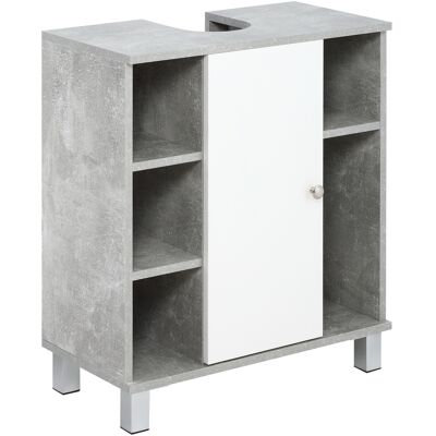 Kleankin Mobiletto Sottolavandino con Intaglio a U, Armadietto Sottolavabo con 6 Ripiani in Legno, 60x30x68cm Bianco, Grigio Aosom Kleankin Mobiletto Sottolavandino con Intaglio a U, Armadietto Sottolavabo con 6 Ripiani in Legno, 60x30x68cm Bianco, Grigio Aosom