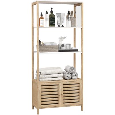 Homcom Mobile bagno in bambù - 63x30x138 cm - Legno e bianco Homcom Mobile bagno in bambù - 63x30x138 cm - Legno e bianco