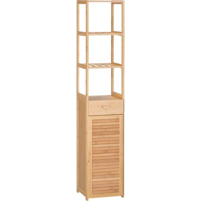 Kleankin Mobile Colonna Bagno con Armadietto, Cassetto e 3 Ripiani Aperti, in Bambù, 32x30x163 cm, Color Legno Aosom Kleankin Mobile Colonna Bagno con Armadietto, Cassetto e 3 Ripiani Aperti, in Bambù, 32x30x163 cm, Color Legno Aosom