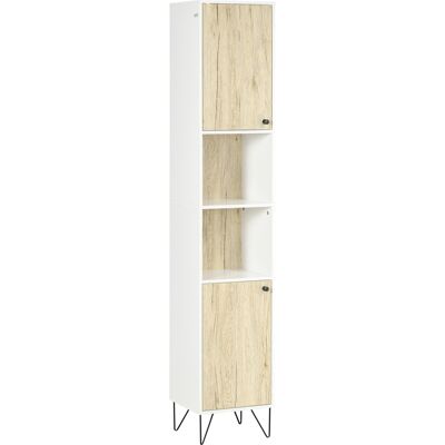 Kleankin Mobiletto Bagno Moderno Salvaspazio con 2 Ripiani Aperti e 2 Armadietti, Colonna in Truciolato, 30x31.5x169cm, Bianco Aosom Italy Kleankin Mobiletto Bagno Moderno Salvaspazio con 2 Ripiani Aperti e 2 Armadietti, Colonna in Truciolato, 30x31.5x169cm, Bianco Aosom Italy