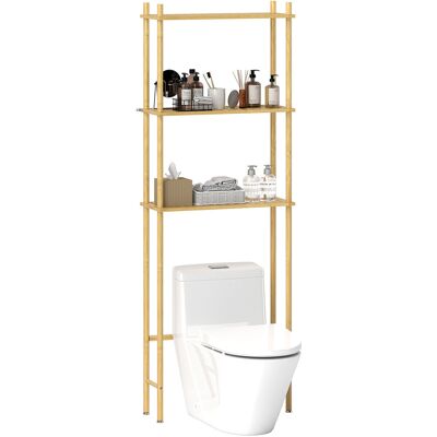 Homcom Mobile Sopra WC a 3 Ripiani a Doghe Salvaspazio in Bambù, 63.5x25.5x181 cm, color Legno Homcom Mobile Sopra WC a 3 Ripiani a Doghe Salvaspazio in Bambù, 63.5x25.5x181 cm, color Legno