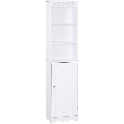 Homcom Mobiletto a Colonna Bagno in Legno con Decoro Intaglio Floreale Bianco 40 x 23 x 160 Aosom Italy Aosom Homcom Mobiletto a Colonna Bagno in Legno con Decoro Intaglio Floreale Bianco 40 x 23 x 160 Aosom Italy Aosom