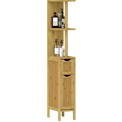 Homcom Colonna Bagno naturale e moderno di bambù con Ripiani Aperti e Armadietti con Ante Magnetiche, 18x30x120 cm, Colore Legno Aosom Italy Homcom Colonna Bagno naturale e moderno di bambù con Ripiani Aperti e Armadietti con Ante Magnetiche, 18x30x120 cm, Colore Legno Aosom Italy