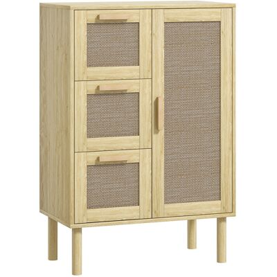 Mobile bagno stile boho moderno HOMCOM con pannelli in rattan Mobile bagno stile boho moderno HOMCOM con pannelli in rattan