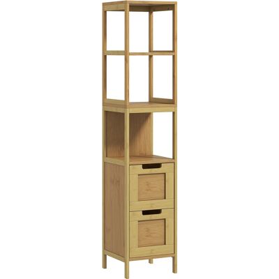 Kleankin Mobile Colonna da Bagno Stile Accogliente dimensioni 30L x 30l x 144H cm 3 ripiani 2 cassetti Bambù Kleankin Mobile Colonna da Bagno Stile Accogliente dimensioni 30L x 30l x 144H cm 3 ripiani 2 cassetti Bambù