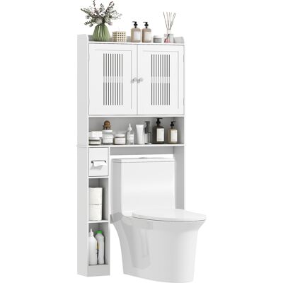 Homcom Mobile sopra il Water con Ripiano Regolabile 2 Porte Supporto per Carta Igienica e Ripiani Aperti per Bagno Bianco Aosom Italy Homcom Mobile sopra il Water con Ripiano Regolabile 2 Porte Supporto per Carta Igienica e Ripiani Aperti per Bagno Bianco Aosom Italy