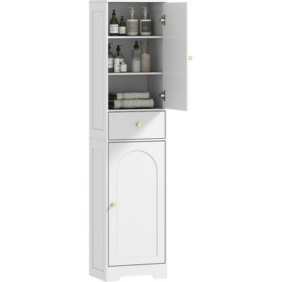 Homcom Armadietto Alto da Bagno Stretto con 2 Porte Arco Cassetto e Ripiani Regolabili Moderno 40x29,5x170 cm Bianco Veteado Aosom Italy Homcom Armadietto Alto da Bagno Stretto con 2 Porte Arco Cassetto e Ripiani Regolabili Moderno 40x29,5x170 cm Bianco Veteado Aosom Italy