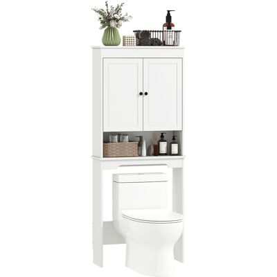 Homcom Mobile sopra WC con 3 Mensole Chiuse e Ripiano Aperto, in Legno, 65x22x161 cm, Bianco Aosom Italy Homcom Mobile sopra WC con 3 Mensole Chiuse e Ripiano Aperto, in Legno, 65x22x161 cm, Bianco Aosom Italy