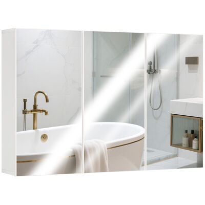 Homcom Mobiletto con Specchio da Bagno, Mobiletto da Bagno con 3 Porte Specchiate, Montaggio a Parete, 90 x 15,5 x 60 cm, Truciolato, Bianco Aosom Italy Homcom Mobiletto con Specchio da Bagno, Mobiletto da Bagno con 3 Porte Specchiate, Montaggio a Parete, 90 x 15,5 x 60 cm, Truciolato, Bianco Aosom Italy