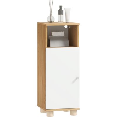 Homcom Mobiletto Bagno Salvaspazio con Armadietto a 2 Ripiani e Vano Aperto, 30x30x79.7 cm, Bianco e Legno Aosom Italy Homcom Mobiletto Bagno Salvaspazio con Armadietto a 2 Ripiani e Vano Aperto, 30x30x79.7 cm, Bianco e Legno Aosom Italy