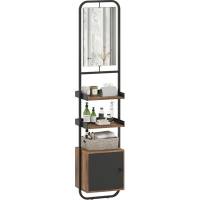 Homcom Scaffale da bagno con specchio, scaffale di archiviazione con ripiani regolabili e armadio, 40x30x179cm, nero Aosom Italy Homcom Scaffale da bagno con specchio, scaffale di archiviazione con ripiani regolabili e armadio, 40x30x179cm, nero Aosom Italy