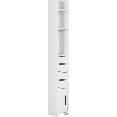 Kleankin Colonna Bagno con Mensole e Armadietti, Mobile Alto Salvaspazio in Legno 15x17x120cm, Bianco Aosom Kleankin Colonna Bagno con Mensole e Armadietti, Mobile Alto Salvaspazio in Legno 15x17x120cm, Bianco Aosom