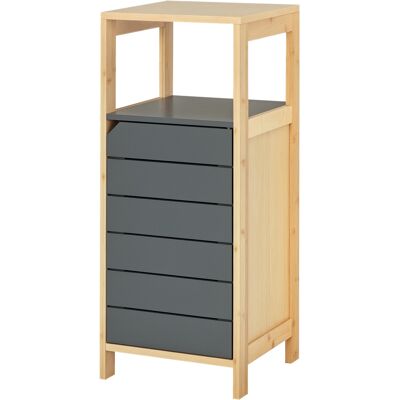 Homcom armadietto bagno armadio per bagno organizzatore ripiano regolabile color bambù grigio MDF 32 x 30 x 80cm Homcom armadietto bagno armadio per bagno organizzatore ripiano regolabile color bambù grigio MDF 32 x 30 x 80cm