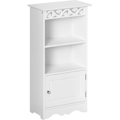 Homcom Armadietto da Terra per Bagno in Legno con Decoro Intaglio Floreale Bianco 40 x 23 x 80cm Homcom Armadietto da Terra per Bagno in Legno con Decoro Intaglio Floreale Bianco 40 x 23 x 80cm