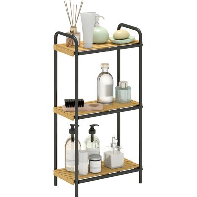 Homcom Mensola da Bagno in Bambù con 3 Ripiani Aperti Design a Doghe e Struttura in Acciaio 41,5x21,5x77,5 cm Naturale Aosom Italy Homcom Mensola da Bagno in Bambù con 3 Ripiani Aperti Design a Doghe e Struttura in Acciaio 41,5x21,5x77,5 cm Naturale Aosom Italy